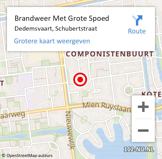 Locatie op kaart van de 112 melding: Brandweer Met Grote Spoed Naar Dedemsvaart, Schubertstraat op 8 juli 2024 12:42