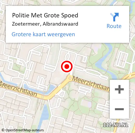 Locatie op kaart van de 112 melding: Politie Met Grote Spoed Naar Zoetermeer, Albrandswaard op 8 juli 2024 12:47