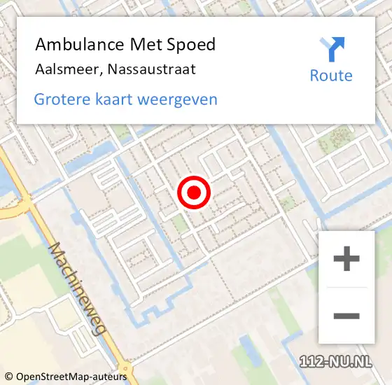 Locatie op kaart van de 112 melding: Ambulance Met Spoed Naar Aalsmeer, Nassaustraat op 8 juli 2024 12:57