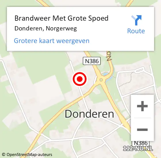 Locatie op kaart van de 112 melding: Brandweer Met Grote Spoed Naar Donderen, Norgerweg op 8 juli 2024 13:02