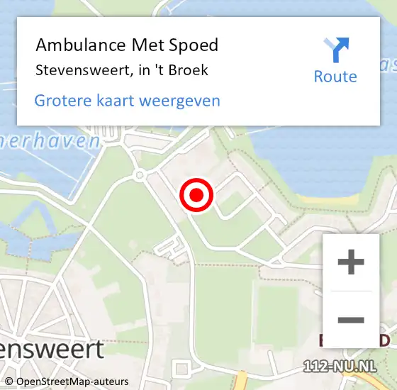 Locatie op kaart van de 112 melding: Ambulance Met Spoed Naar Stevensweert, in 't Broek op 8 juli 2024 13:06