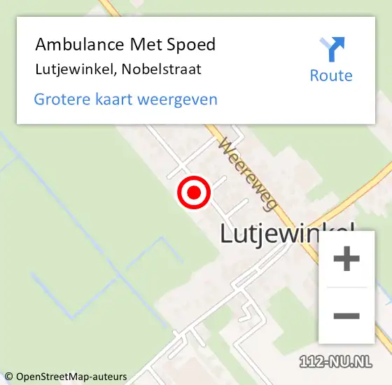 Locatie op kaart van de 112 melding: Ambulance Met Spoed Naar Lutjewinkel, Nobelstraat op 8 juli 2024 13:08