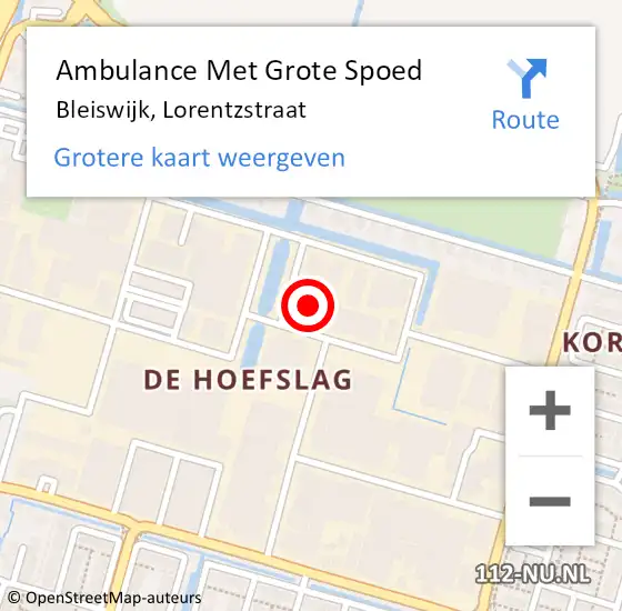 Locatie op kaart van de 112 melding: Ambulance Met Grote Spoed Naar Bleiswijk, Lorentzstraat op 8 juli 2024 13:27