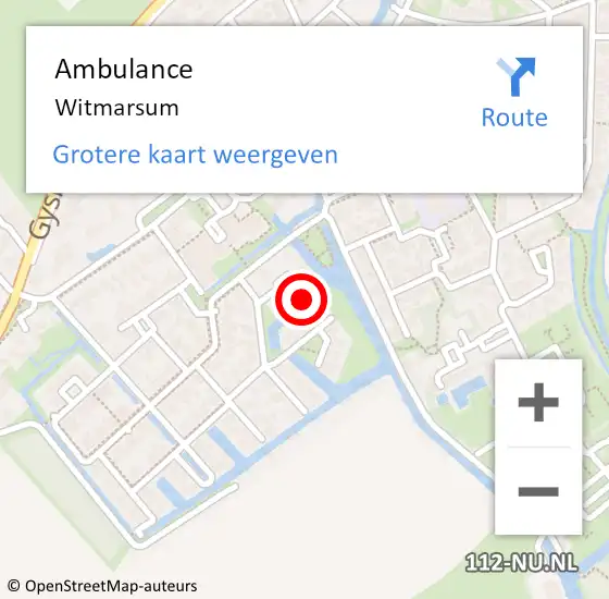 Locatie op kaart van de 112 melding: Ambulance Witmarsum op 8 juli 2024 13:43