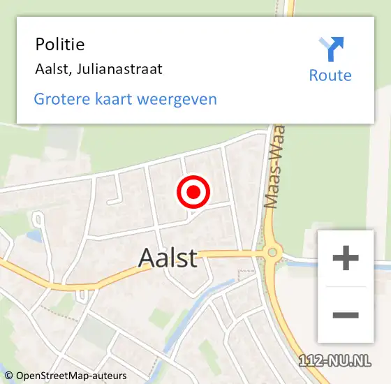 Locatie op kaart van de 112 melding: Politie Aalst, Julianastraat op 8 juli 2024 13:45