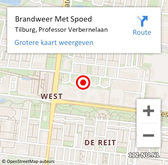 Locatie op kaart van de 112 melding: Brandweer Met Spoed Naar Tilburg, Professor Verbernelaan op 8 juli 2024 13:59