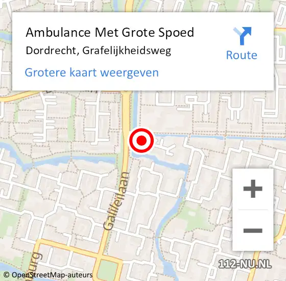 Locatie op kaart van de 112 melding: Ambulance Met Grote Spoed Naar Dordrecht, Grafelijkheidsweg op 8 juli 2024 14:07