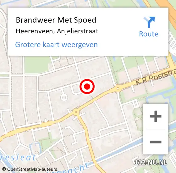 Locatie op kaart van de 112 melding: Brandweer Met Spoed Naar Heerenveen, Anjelierstraat op 8 juli 2024 14:18