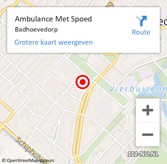 Locatie op kaart van de 112 melding: Ambulance Met Spoed Naar Badhoevedorp op 8 juli 2024 14:23