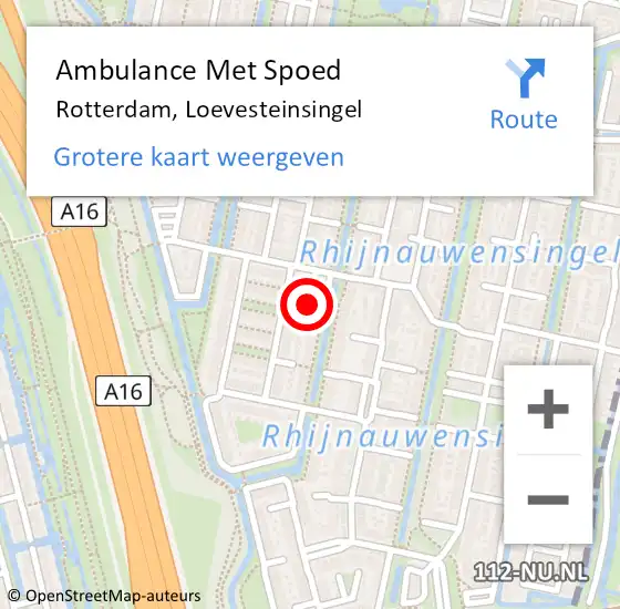 Locatie op kaart van de 112 melding: Ambulance Met Spoed Naar Rotterdam, Loevesteinsingel op 8 juli 2024 14:27