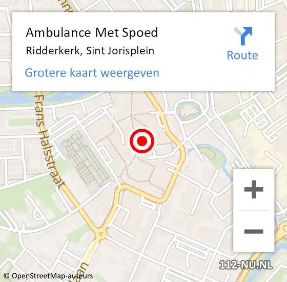 Locatie op kaart van de 112 melding: Ambulance Met Spoed Naar Ridderkerk, Sint Jorisplein op 8 juli 2024 14:30