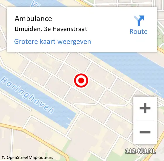 Locatie op kaart van de 112 melding: Ambulance IJmuiden, 3e Havenstraat op 8 juli 2024 14:31