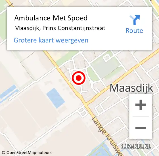 Locatie op kaart van de 112 melding: Ambulance Met Spoed Naar Maasdijk, Prins Constantijnstraat op 8 juli 2024 14:31