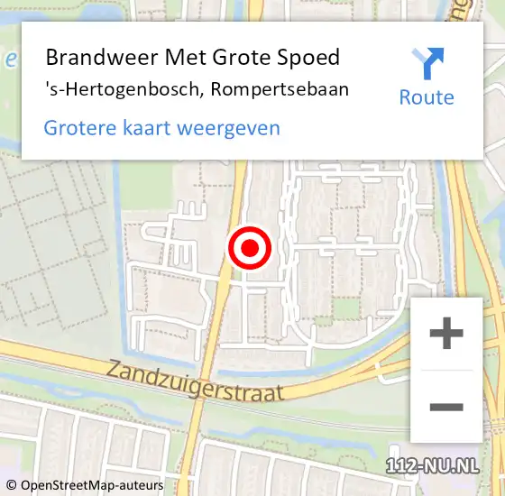 Locatie op kaart van de 112 melding: Brandweer Met Grote Spoed Naar 's-Hertogenbosch, Rompertsebaan op 8 juli 2024 14:34