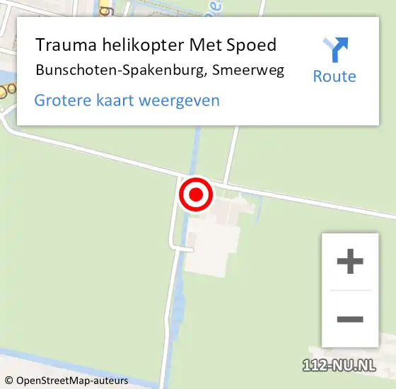 Locatie op kaart van de 112 melding: Trauma helikopter Met Spoed Naar Bunschoten-Spakenburg, Smeerweg op 8 juli 2024 14:43