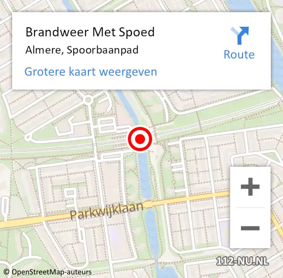 Locatie op kaart van de 112 melding: Brandweer Met Spoed Naar Almere, Spoorbaanpad op 8 juli 2024 14:59