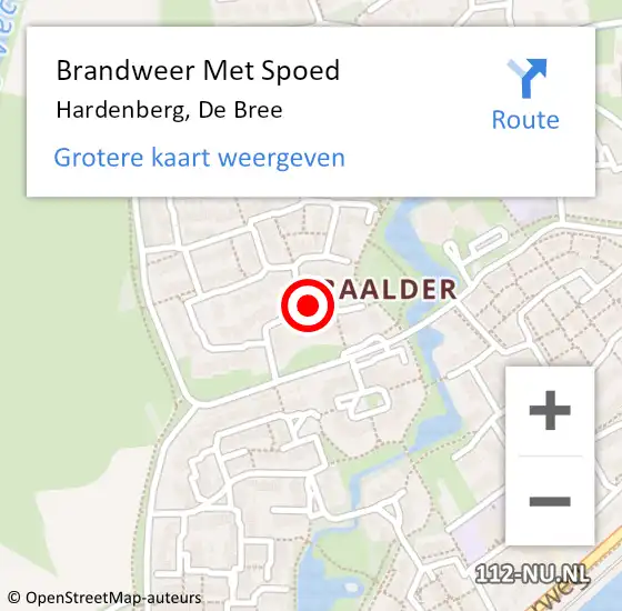 Locatie op kaart van de 112 melding: Brandweer Met Spoed Naar Hardenberg, De Bree op 8 juli 2024 15:07