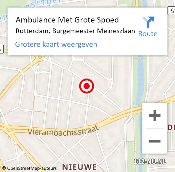 Locatie op kaart van de 112 melding: Ambulance Met Grote Spoed Naar Rotterdam, Burgemeester Meineszlaan op 8 juli 2024 15:16