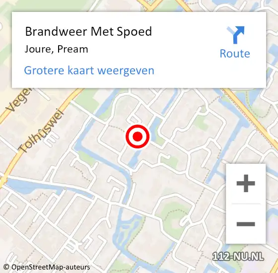 Locatie op kaart van de 112 melding: Brandweer Met Spoed Naar Joure, Pream op 8 juli 2024 15:24