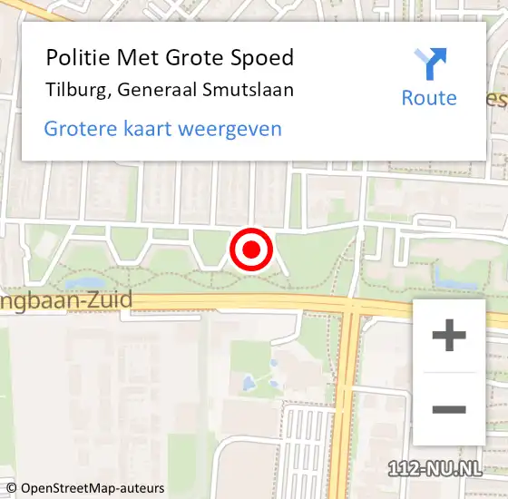 Locatie op kaart van de 112 melding: Politie Met Grote Spoed Naar Tilburg, Generaal Smutslaan op 8 juli 2024 15:27