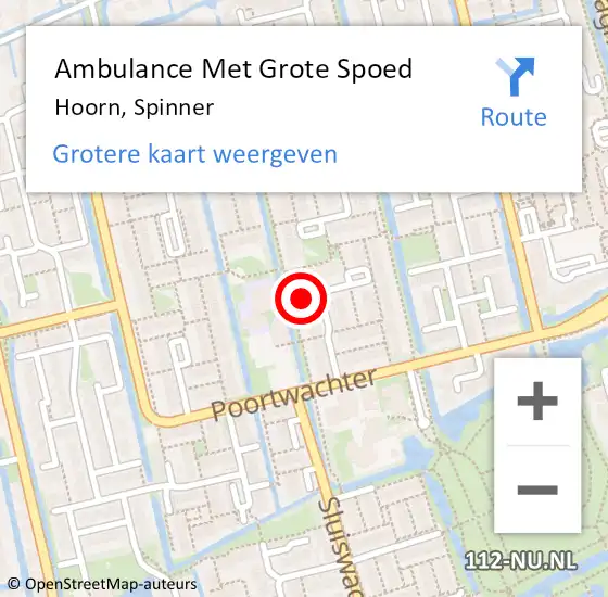 Locatie op kaart van de 112 melding: Ambulance Met Grote Spoed Naar Hoorn, Spinner op 8 juli 2024 15:28