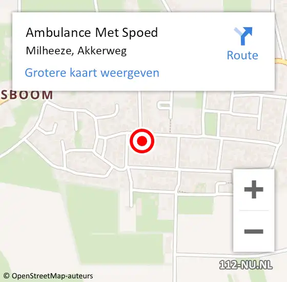 Locatie op kaart van de 112 melding: Ambulance Met Spoed Naar Milheeze, Akkerweg op 12 oktober 2014 11:22