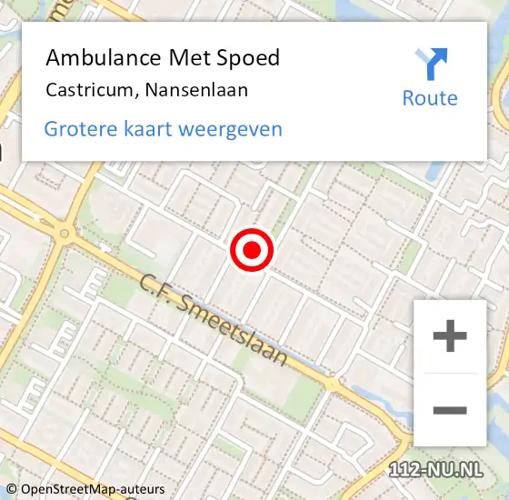 Locatie op kaart van de 112 melding: Ambulance Met Spoed Naar Castricum, Nansenlaan op 8 juli 2024 15:51