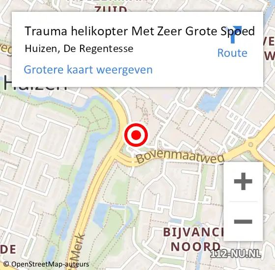 Locatie op kaart van de 112 melding: Trauma helikopter Met Zeer Grote Spoed Naar Huizen, De Regentesse op 8 juli 2024 15:55