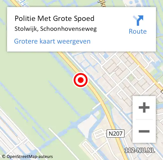 Locatie op kaart van de 112 melding: Politie Met Grote Spoed Naar Stolwijk, Schoonhovenseweg op 8 juli 2024 16:00