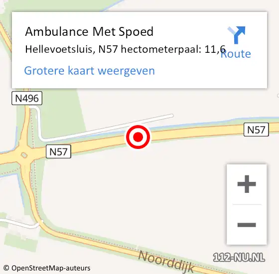 Locatie op kaart van de 112 melding: Ambulance Met Spoed Naar Hellevoetsluis, N57 hectometerpaal: 11,6 op 8 juli 2024 16:05