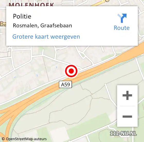 Locatie op kaart van de 112 melding: Politie Rosmalen, Graafsebaan op 8 juli 2024 16:14