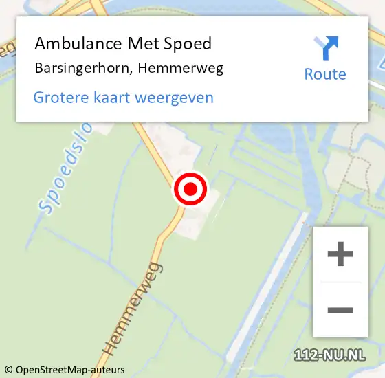 Locatie op kaart van de 112 melding: Ambulance Met Spoed Naar Barsingerhorn, Hemmerweg op 8 juli 2024 16:24