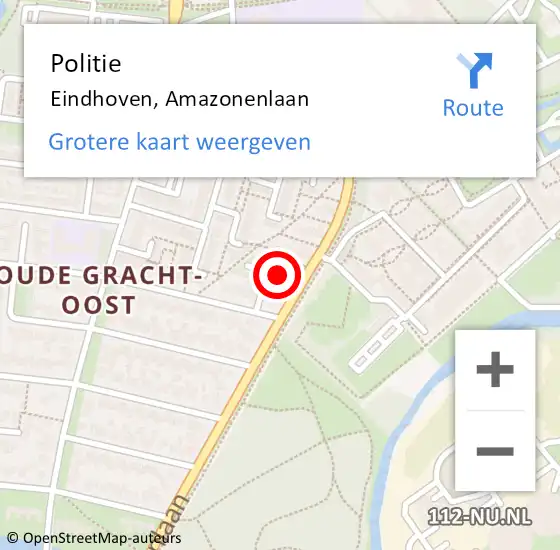 Locatie op kaart van de 112 melding: Politie Eindhoven, Amazonenlaan op 8 juli 2024 16:29