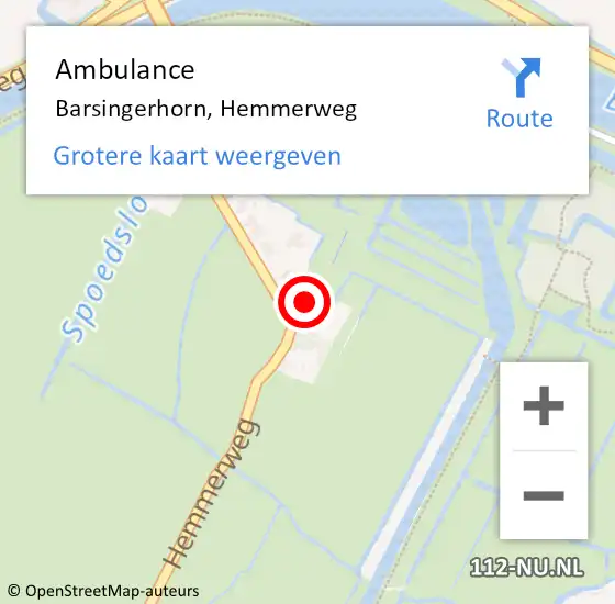 Locatie op kaart van de 112 melding: Ambulance Barsingerhorn, Hemmerweg op 8 juli 2024 16:30