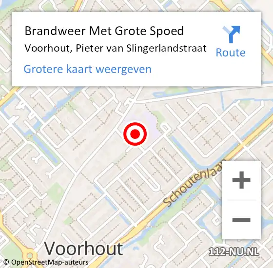 Locatie op kaart van de 112 melding: Brandweer Met Grote Spoed Naar Voorhout, Pieter van Slingerlandstraat op 8 juli 2024 16:34