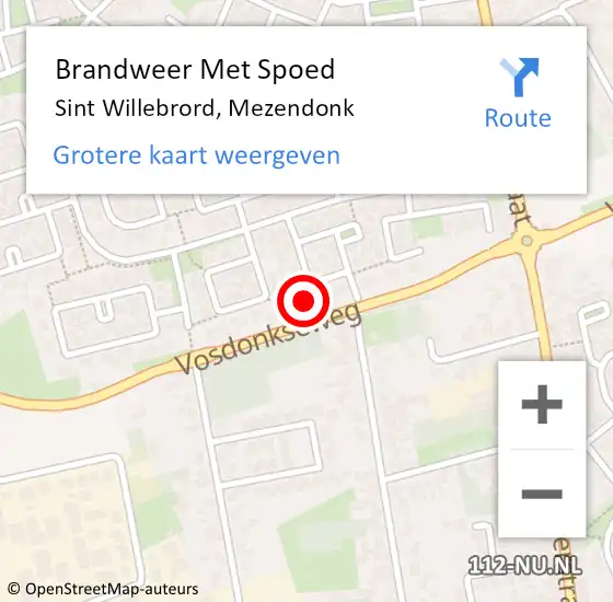 Locatie op kaart van de 112 melding: Brandweer Met Spoed Naar Sint Willebrord, Mezendonk op 8 juli 2024 16:53