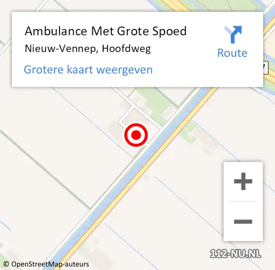 Locatie op kaart van de 112 melding: Ambulance Met Grote Spoed Naar Nieuw-Vennep, Hoofdweg op 8 juli 2024 17:01