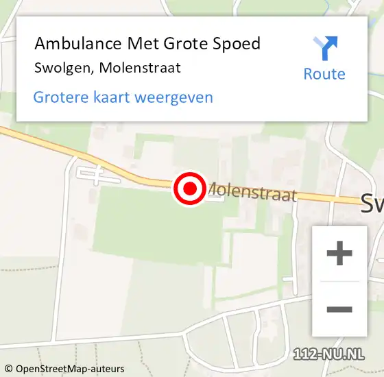 Locatie op kaart van de 112 melding: Ambulance Met Grote Spoed Naar Swolgen, Molenstraat op 12 oktober 2014 11:36