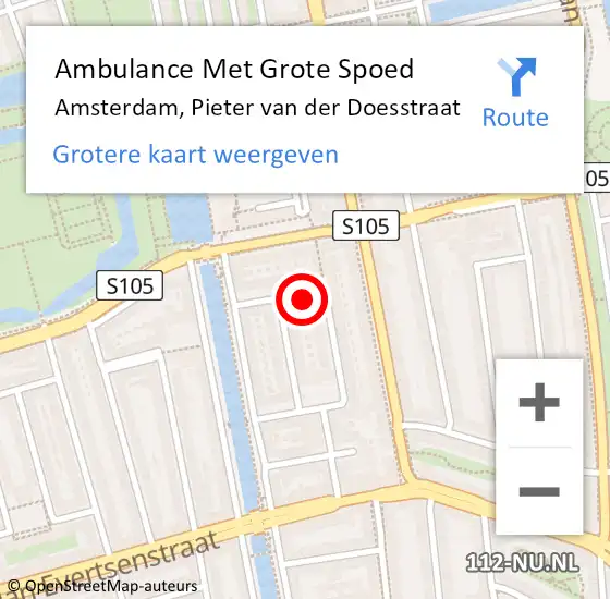 Locatie op kaart van de 112 melding: Ambulance Met Grote Spoed Naar Amsterdam, Pieter van der Doesstraat op 8 juli 2024 17:18