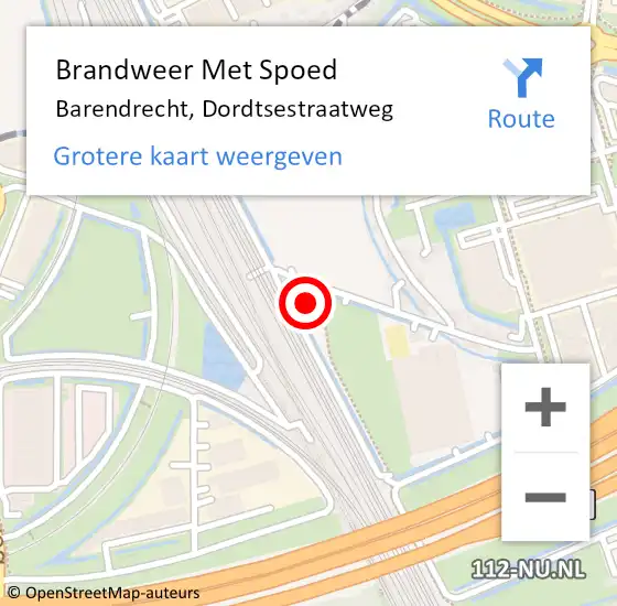 Locatie op kaart van de 112 melding: Brandweer Met Spoed Naar Barendrecht, Dordtsestraatweg op 8 juli 2024 17:24