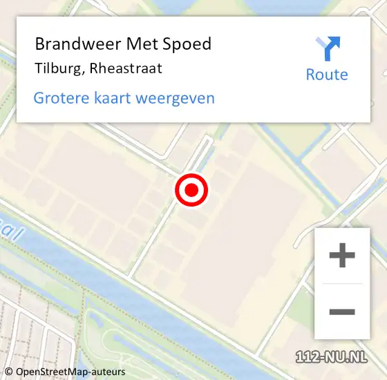 Locatie op kaart van de 112 melding: Brandweer Met Spoed Naar Tilburg, Rheastraat op 8 juli 2024 17:29