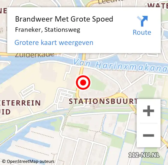 Locatie op kaart van de 112 melding: Brandweer Met Grote Spoed Naar Franeker, Stationsweg op 8 juli 2024 17:42