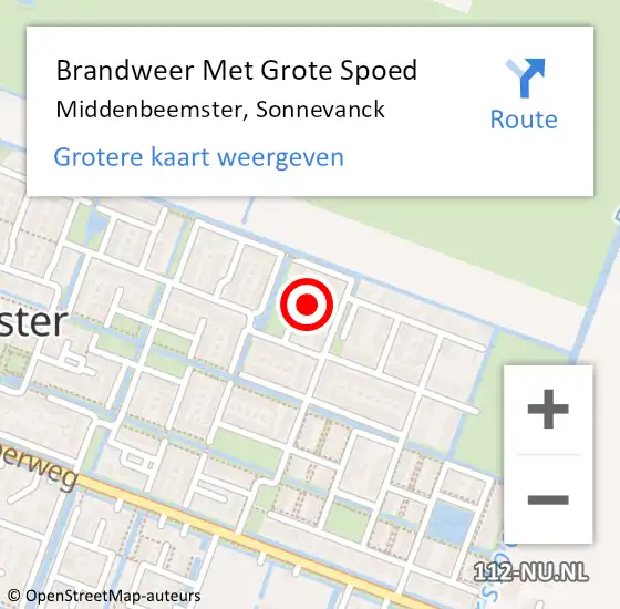 Locatie op kaart van de 112 melding: Brandweer Met Grote Spoed Naar Middenbeemster, Sonnevanck op 8 juli 2024 17:54