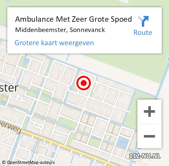 Locatie op kaart van de 112 melding: Ambulance Met Zeer Grote Spoed Naar Middenbeemster, Sonnevanck op 8 juli 2024 17:57