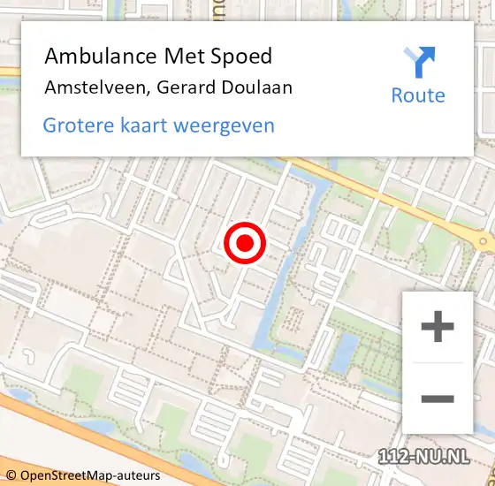 Locatie op kaart van de 112 melding: Ambulance Met Spoed Naar Amstelveen, Gerard Doulaan op 8 juli 2024 18:07