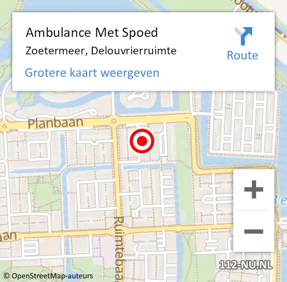 Locatie op kaart van de 112 melding: Ambulance Met Spoed Naar Zoetermeer, Delouvrierruimte op 8 juli 2024 18:16