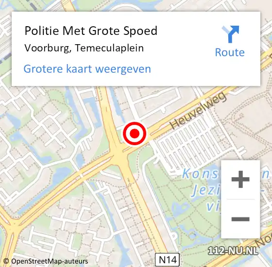 Locatie op kaart van de 112 melding: Politie Met Grote Spoed Naar Voorburg, Temeculaplein op 8 juli 2024 18:22