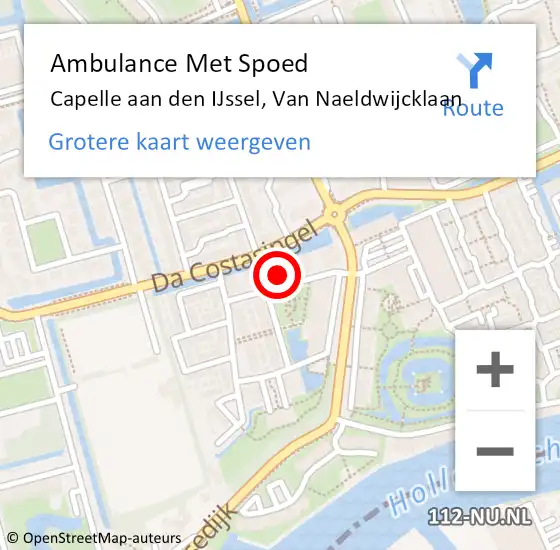 Locatie op kaart van de 112 melding: Ambulance Met Spoed Naar Capelle aan den IJssel, Van Naeldwijcklaan op 8 juli 2024 18:23