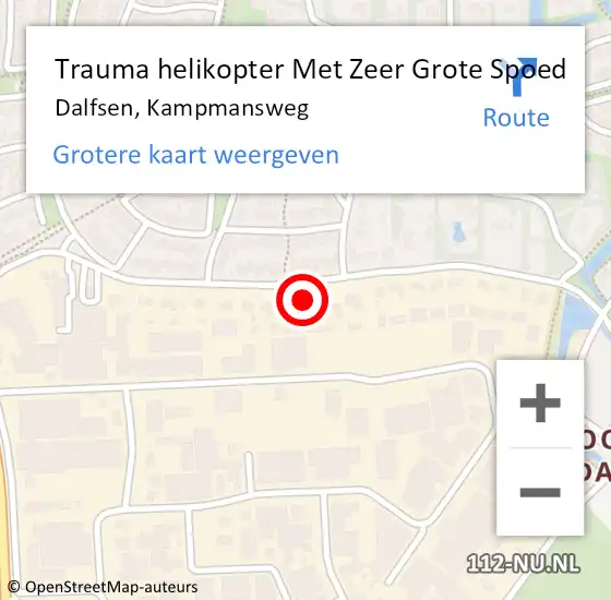 Locatie op kaart van de 112 melding: Trauma helikopter Met Zeer Grote Spoed Naar Dalfsen, Kampmansweg op 8 juli 2024 18:37