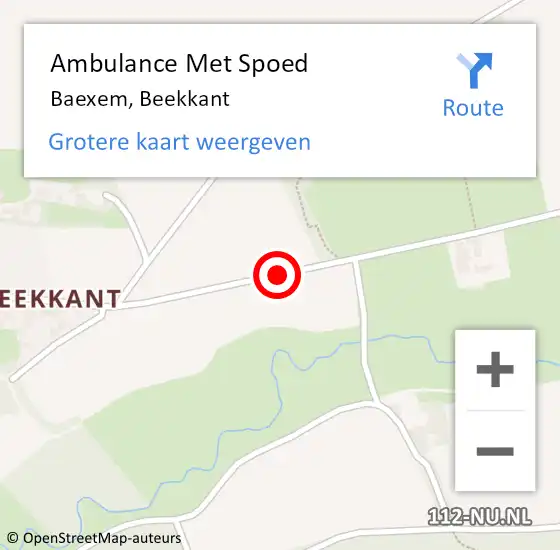 Locatie op kaart van de 112 melding: Ambulance Met Spoed Naar Baexem, Beekkant op 12 oktober 2014 11:45